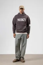 Card Detail Washed Oversize Sweatshirt Coffee