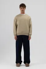 Sweat-shirt imprimé oversize à col rond kaki