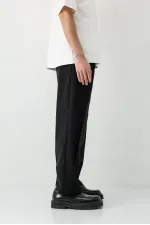 Baggy Fit Pleated Pants Black