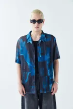 Patterned Corduroy Oversize Shirt Pattern-12