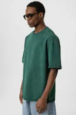 T-shirt basique oversize délavé, bleu marine