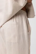 Baggy Keten Pantolon Bej