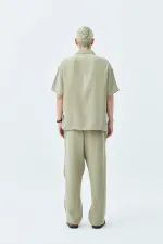 Basıc Oversize Keten Takım Haki