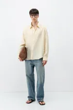 Chemise oversize jaune en modal