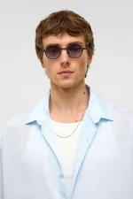 Oversize Çizgili Kısa Kollu Modal Kumaş Gömlek Bebe Mavi