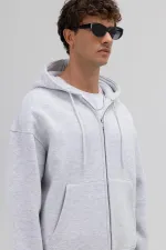 Sweat-shirt à capuche basique oversize zippé chiné