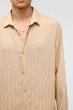 Oversize Long Sleeve Modal Fabric Shirt Stone