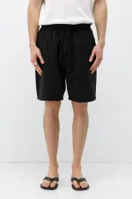 Oversize Keten Şort Siyah