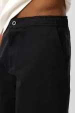 Yıkamalı Gabardin Baggy Pantolon Siyah