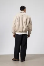 Veste oversize basique en similicuir couleur pierre