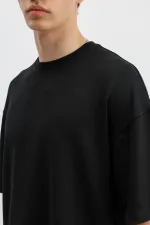 Modal Karışımlı Oversize Tişört Siyah