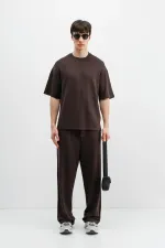 Modal Karışımlı Oversize Tişört Kahve