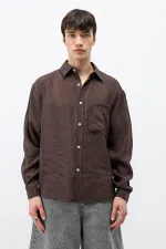 Chemise oversize en modal avec poches, marron foncé