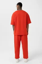 Ensemble de survêtement basique oversize à poignets élastiqués, corail