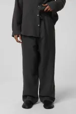 Baggy Fit Muslin Linen Trousers Anthracite