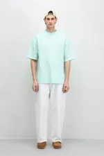 T-shirt basique oversize à col rond menthe
