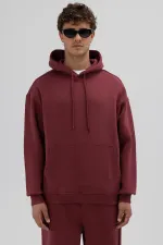 Sweat à capuche oversize basique bordeaux
