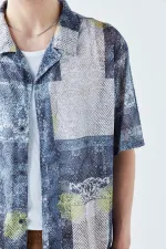 Patterned Corduroy Oversize Shirt Pattern-8