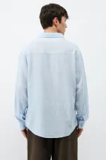 Uzun Kollu Basic Oversize Gömlek Bebe Mavi