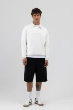Basic Polo Yaka Sweatshirt Ekru