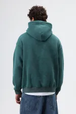 Sweat à capuche imprimé oversize, bleu marine