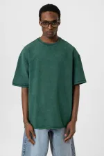 T-shirt basique oversize délavé, bleu marine