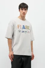 Baskılı Oversize Tişört Ice Grı