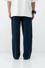 Bel Lastikli Baggy Fit Keten Pantolon Lacivert