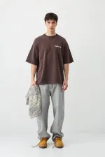 T-shirt oversize imprimé, couleur café