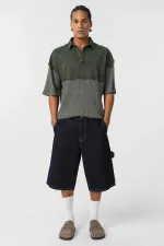 Washed Oversize Polo Shirt Khaki