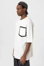 Crew Neck Oversize T-Shirt with Pockets, Ecru