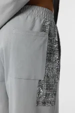 Etnik Desenli Oversize Eşofman Takım Gri