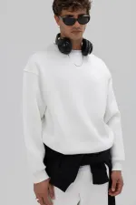 Sweat-shirt oversize basique à col rond, écru