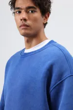Sweat-shirt basique oversize délavé bleu marine