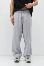 Basic Bel Lastikli  Eşofman Alt Gri Melanj