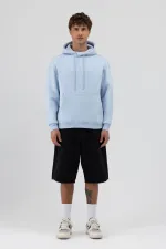 Sweat à capuche basique oversize bleu ciel