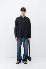 Chemise oversize en modal noir