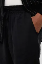 Oversize Modal Kumaş Bermuda Şort Siyah