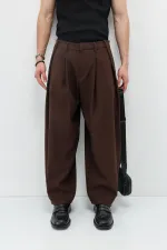 Barrel Fit Tailored Pantolon Kahve