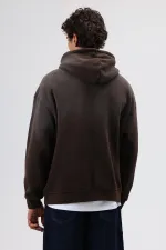 Sweat à capuche oversize avec détails brodés, couleur café