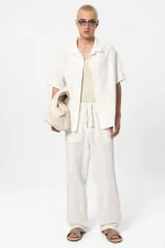 Basic Shirt and Bottom Set in White