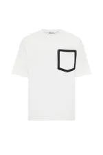 Crew Neck Oversize T-Shirt with Pockets, Ecru