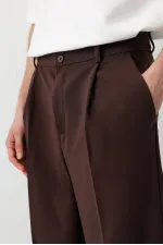 Baggy Fit Pleated Trousers, Brown
