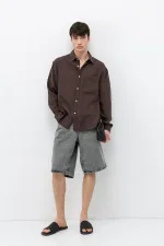Chemise oversize en modal avec poches, marron foncé
