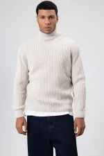 Oversize Triko Boğazlı Kazak Taş