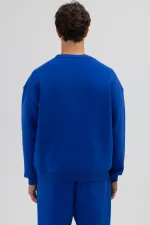 Basic Crew Neck Oversize Sweatshirt Navy Blue