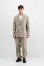 Costume croisé oversize, beige