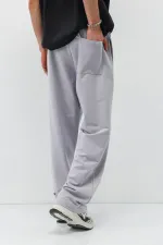 Basic Bel Lastikli  Eşofman Alt Gri Melanj