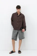 Chemise oversize en modal avec poches, marron foncé