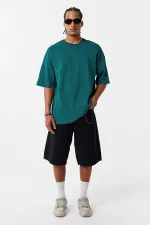 Basic Oversize Crew Neck T-Shirt Petrol